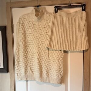 Free People Cream Cowl Neck Sweater and skirt set